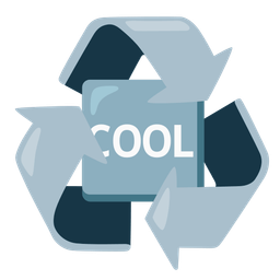 recycling symbol and COOL button