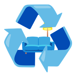 recycling symbol and couch and lamp