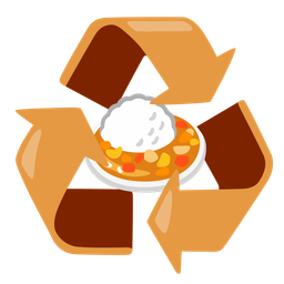 recycling symbol and curry rice