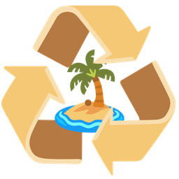 recycling symbol and desert island