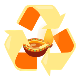 recycling symbol and diya lamp