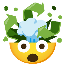 recycling symbol and exploding head