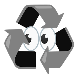 recycling symbol and eyes