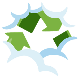 recycling symbol and face in clouds