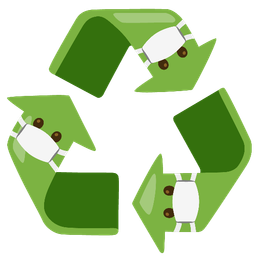 recycling symbol and face with medical mask