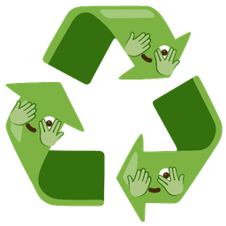 recycling symbol and face with peeking eye