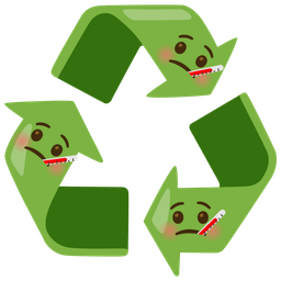 recycling symbol and face with thermometer