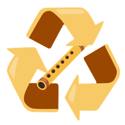 recycling symbol and flute
