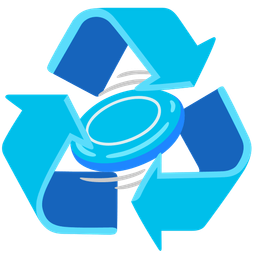 recycling symbol and flying disc