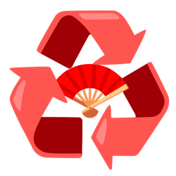 recycling symbol and folding hand fan