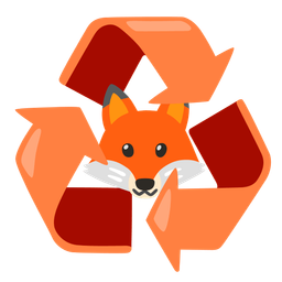 recycling symbol and fox