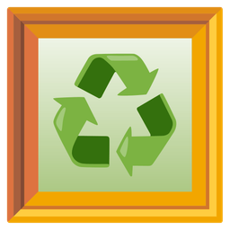 recycling symbol and framed picture