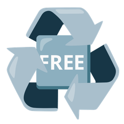 recycling symbol and FREE button