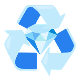 recycling symbol and gem stone