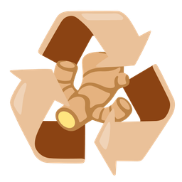 recycling symbol and ginger root