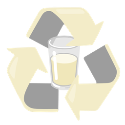 recycling symbol and glass of milk