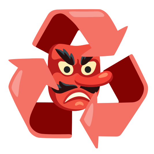 Recycling symbol and Goblin