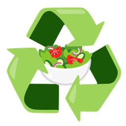 recycling symbol and green salad
