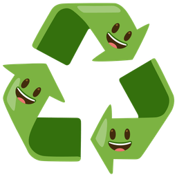 Recycling symbol and Grinning face with big eyes