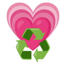 recycling symbol and growing heart