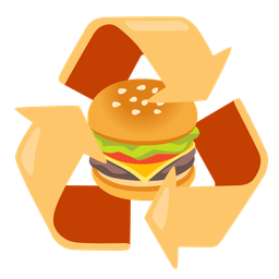 recycling symbol and hamburger