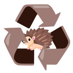recycling symbol and hedgehog