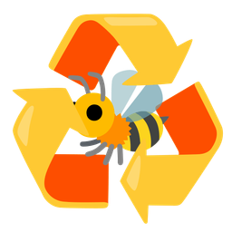 recycling symbol and honeybee
