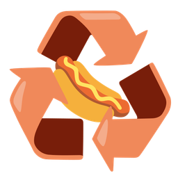 recycling symbol and hot dog