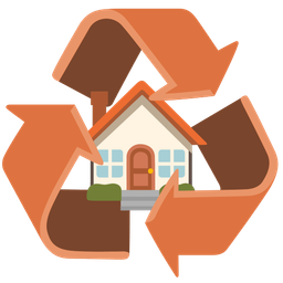 recycling symbol and house