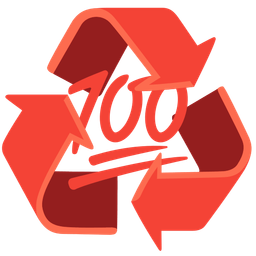 recycling symbol and hundred points