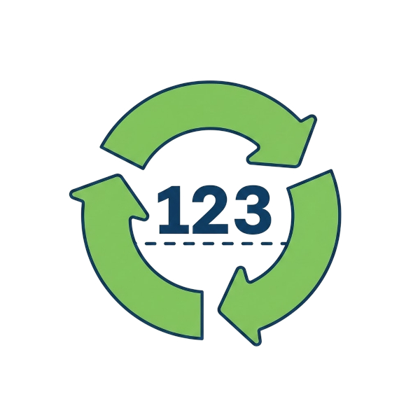 Recycling symbol and Input numbers