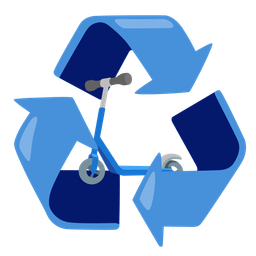 recycling symbol and kick scooter