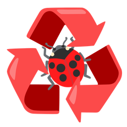 recycling symbol and lady beetle