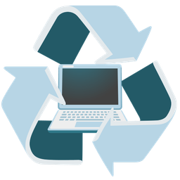 recycling symbol and laptop