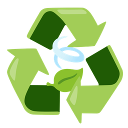 recycling symbol and leaf fluttering in wind