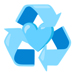 recycling symbol and light blue heart