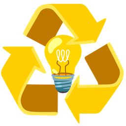 recycling symbol and light bulb