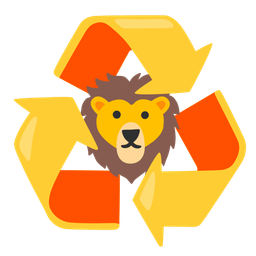 recycling symbol and lion