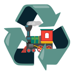 recycling symbol and locomotive
