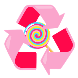 recycling symbol and lollipop