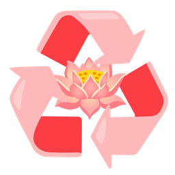 recycling symbol and lotus