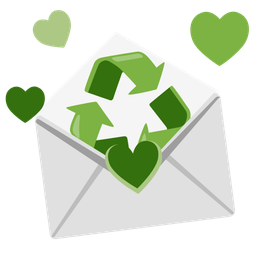 recycling symbol and love letter