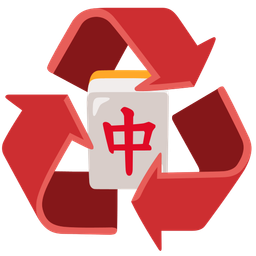 recycling symbol and mahjong red dragon