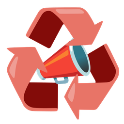 recycling symbol and megaphone