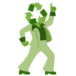 recycling symbol and mirror ball