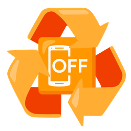 recycling symbol and mobile phone off