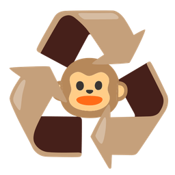 recycling symbol and monkey face