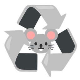 recycling symbol and mouse face
