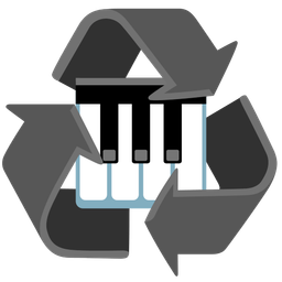 recycling symbol and musical keyboard