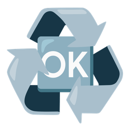 recycling symbol and OK button